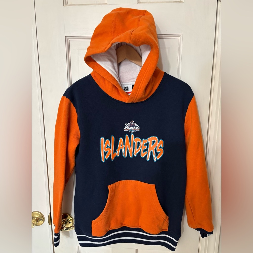 NHL Youth NY Islanders Orange and Navy Hooded Sweatshirt